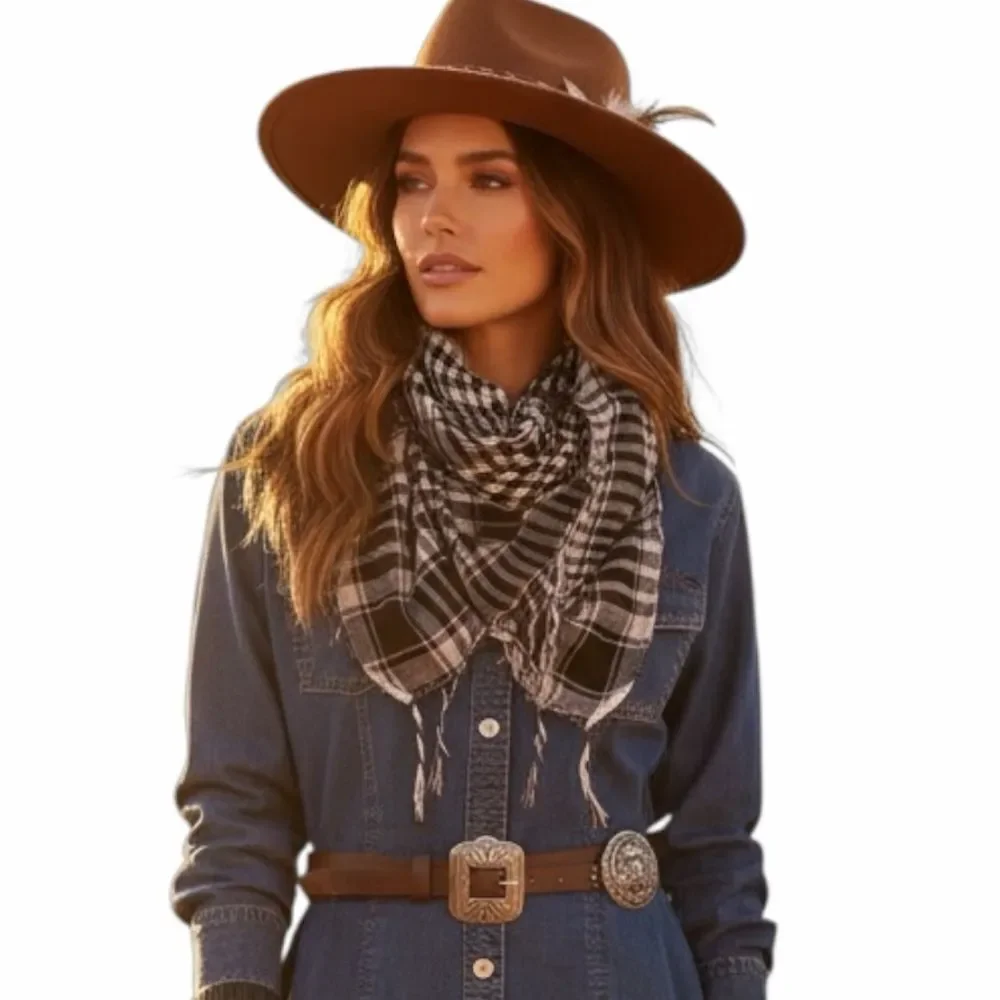 Tan Large Silver Concho Western Belt 29-39